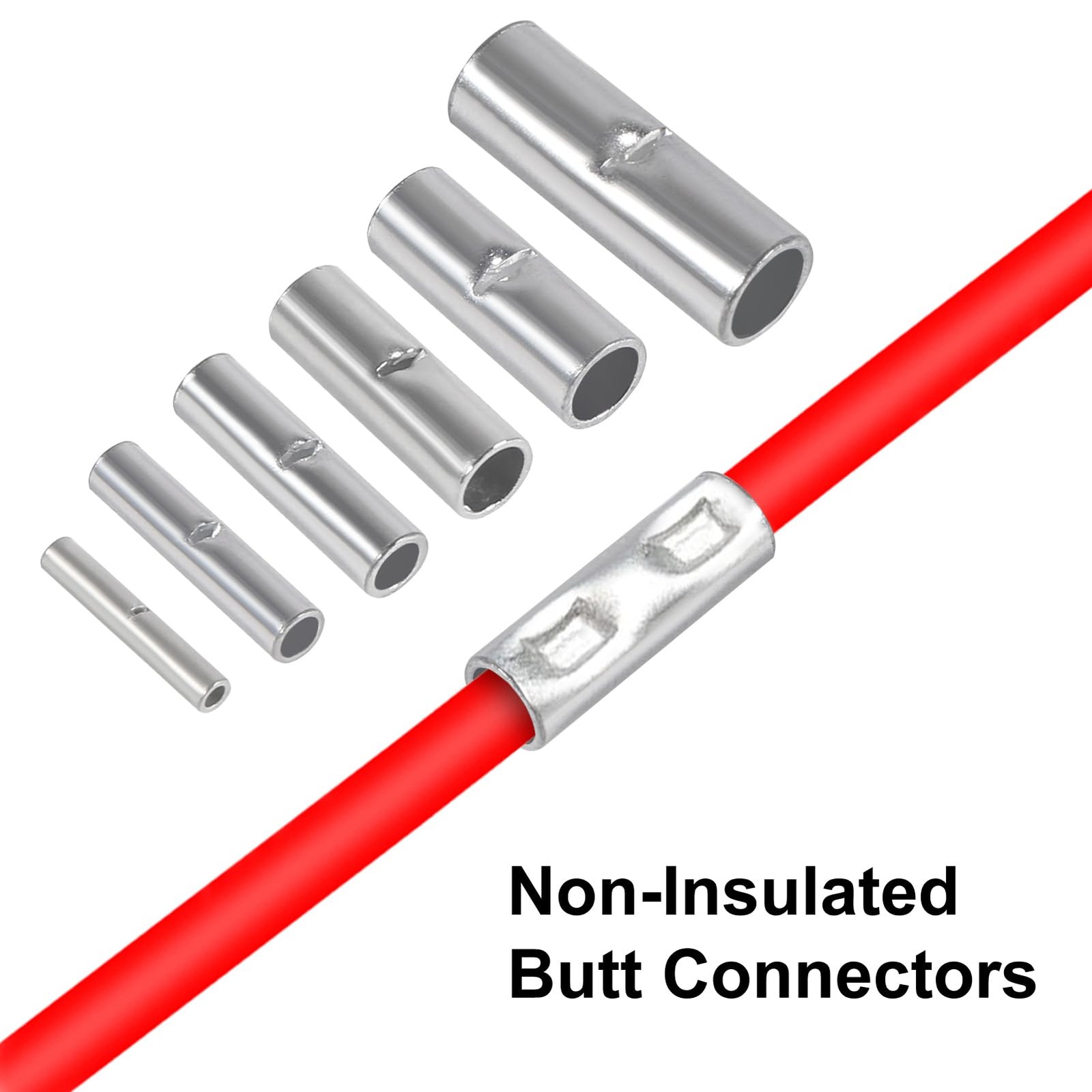 100pcs Non Insulated Butt Connectors Kit Butt Splice Connectors Uninsulated C…