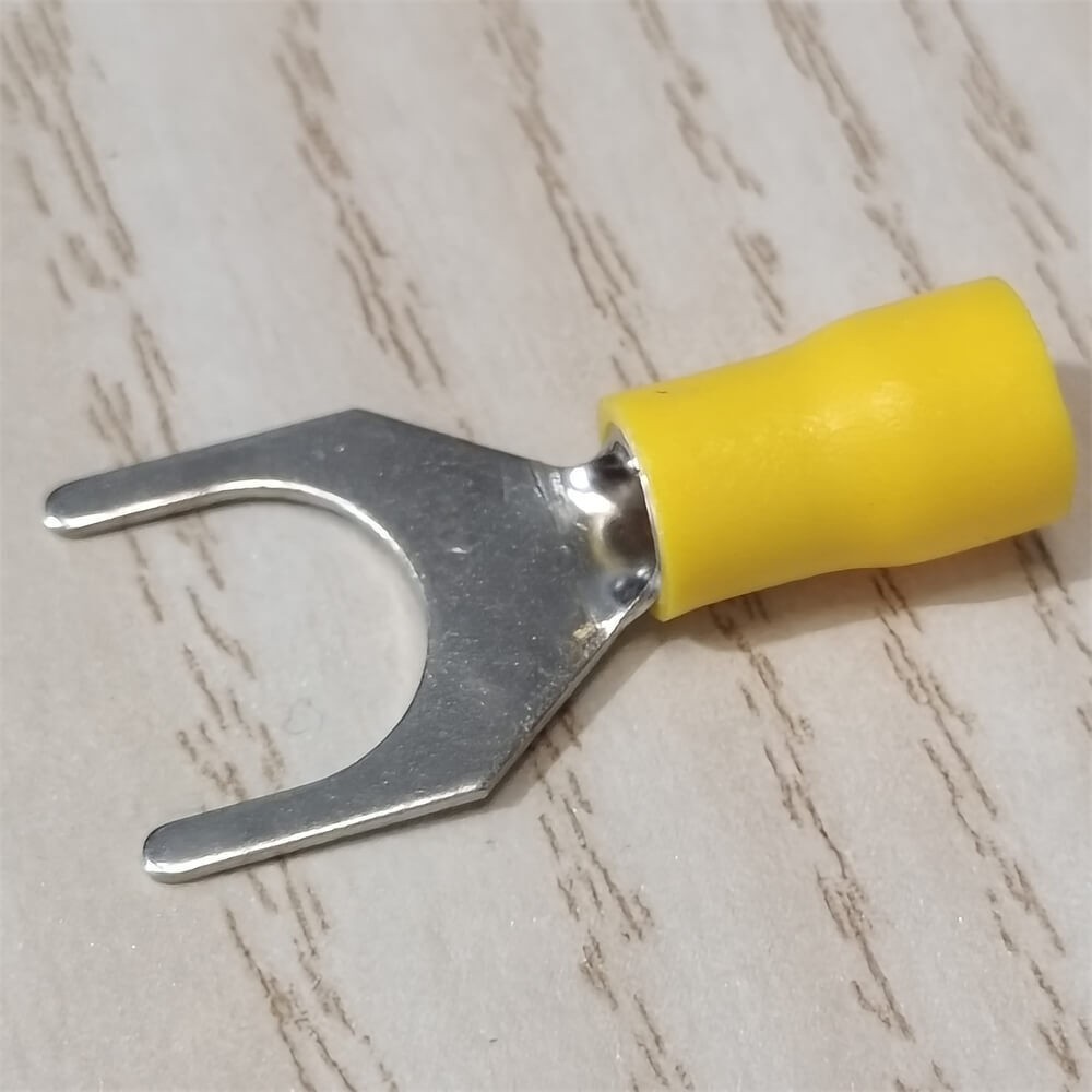 30PCS VINYL SPADE TERMINALS 3/8″ STUD FORK CRIMP 12-10AWG GAUGE WIRE CONNECTORS