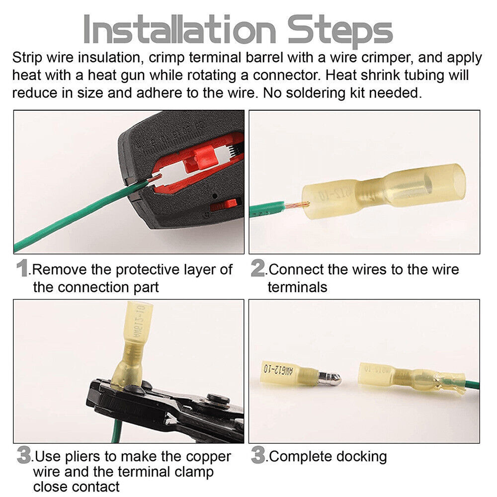Waterproof Heat Shrink Bullet Female Male Wire Connector Crimp Terminals 10-22Ga