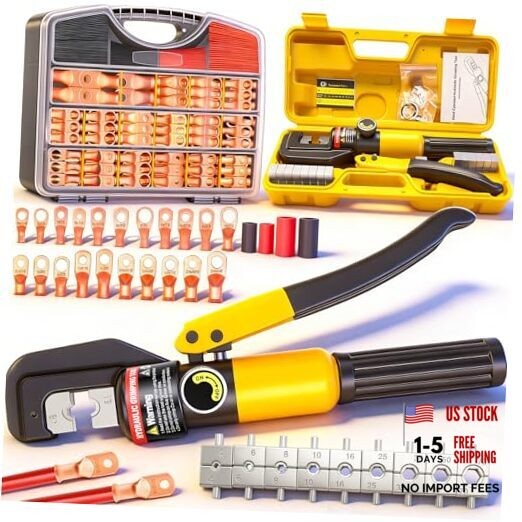 /230PCS Battery Cable Ends Kit Handheld Box-230pcs + Hydraulic Crimping Tool