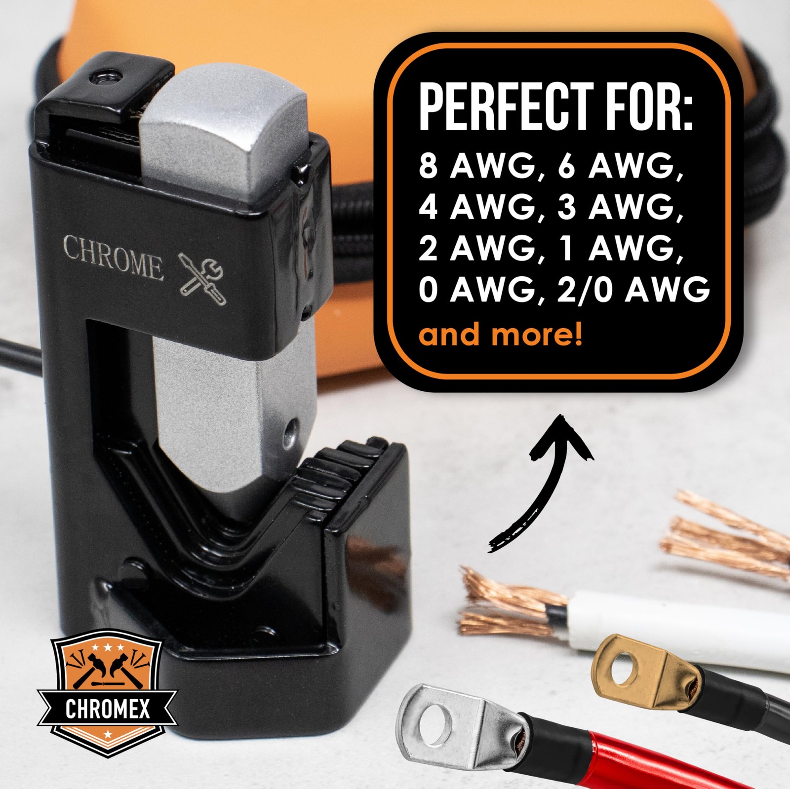 Battery Cable Lug Crimper Hammer Crimping Tool With Storage Pouch