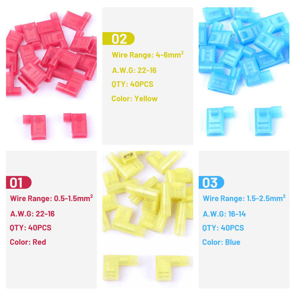 240/35PCS Flag Connectors Quick Wire Terminals 22-10 Gauge Right Angle Spades