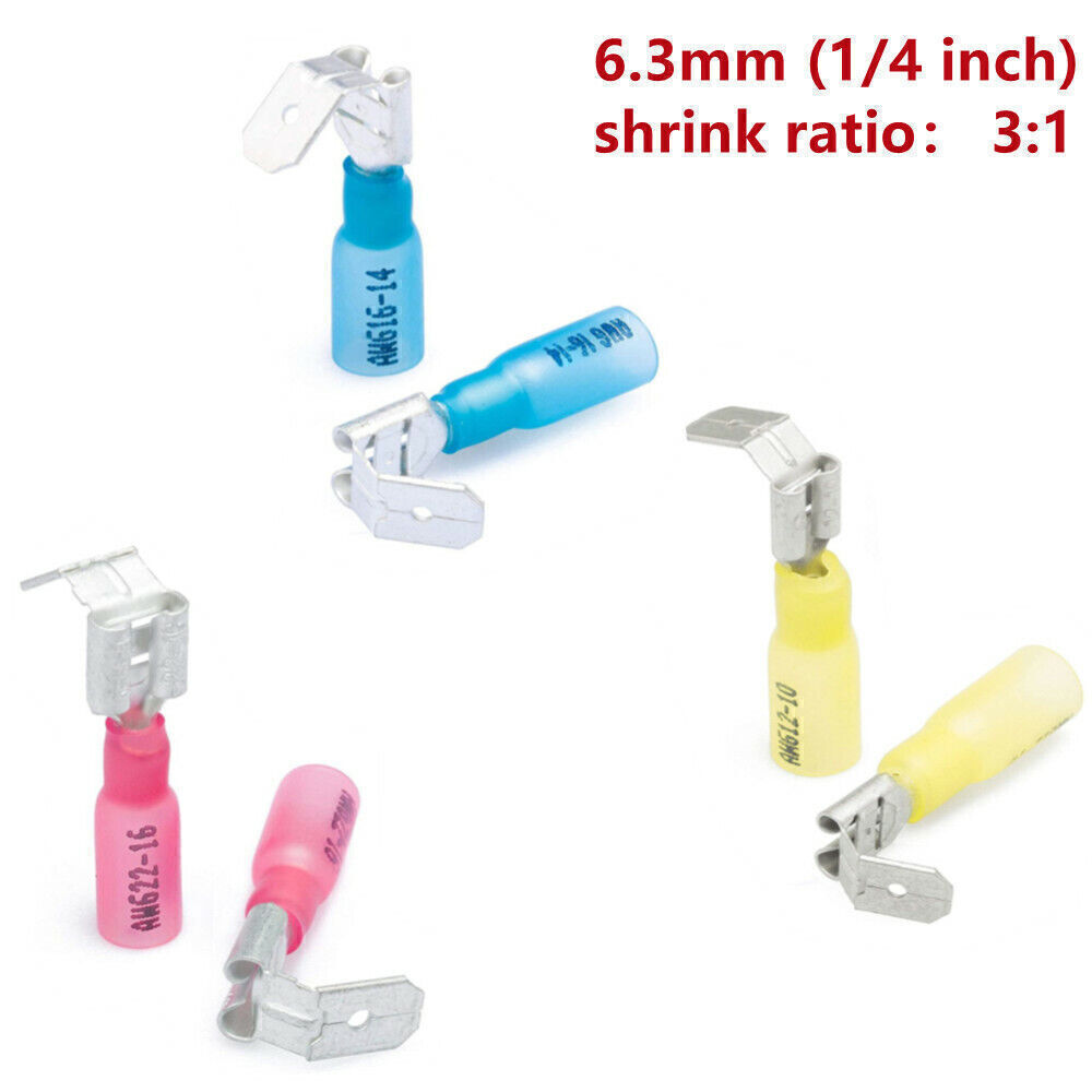 50/140PCS Piggyback Heat Shrink Quick Disconnect Terminal Wire Crimp Connectors