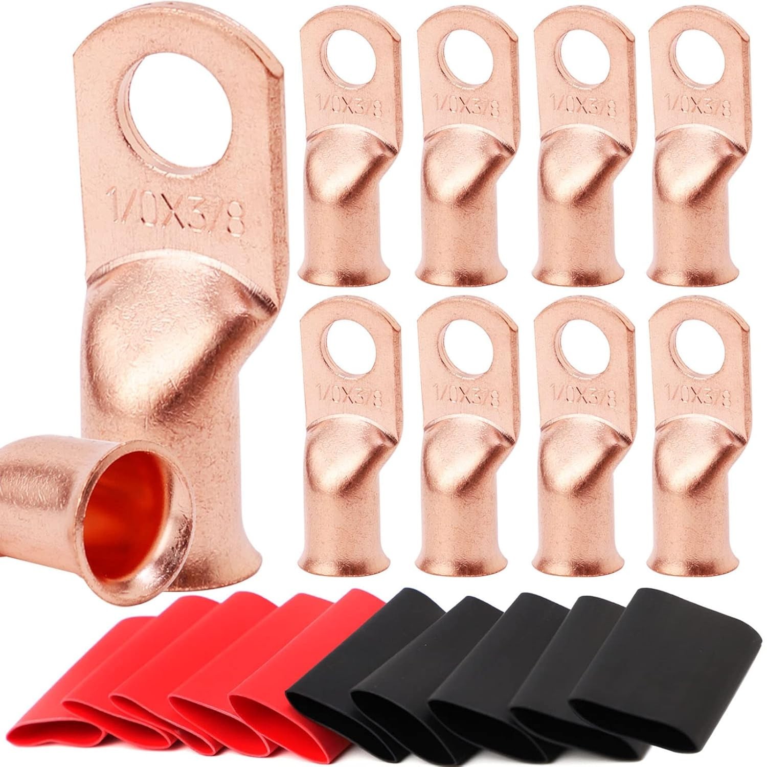 Superior 1/0 AWG Battery Lugs & Heat Shrink Tubing for DIY Electrical Projects