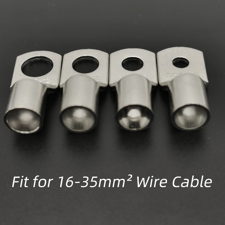 10pcs Tin Plated Copper Ring Terminal Connectors Non Insulated Set 16-35mm -NEW