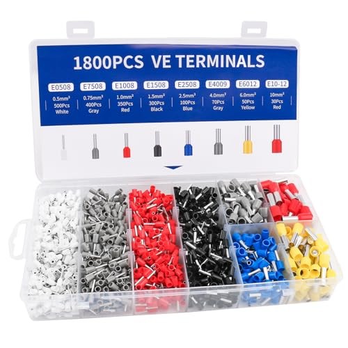 1800PCS Ferrules Wire Connectors Kit, Tinned Copper 1800PCS (AWG 22-8)