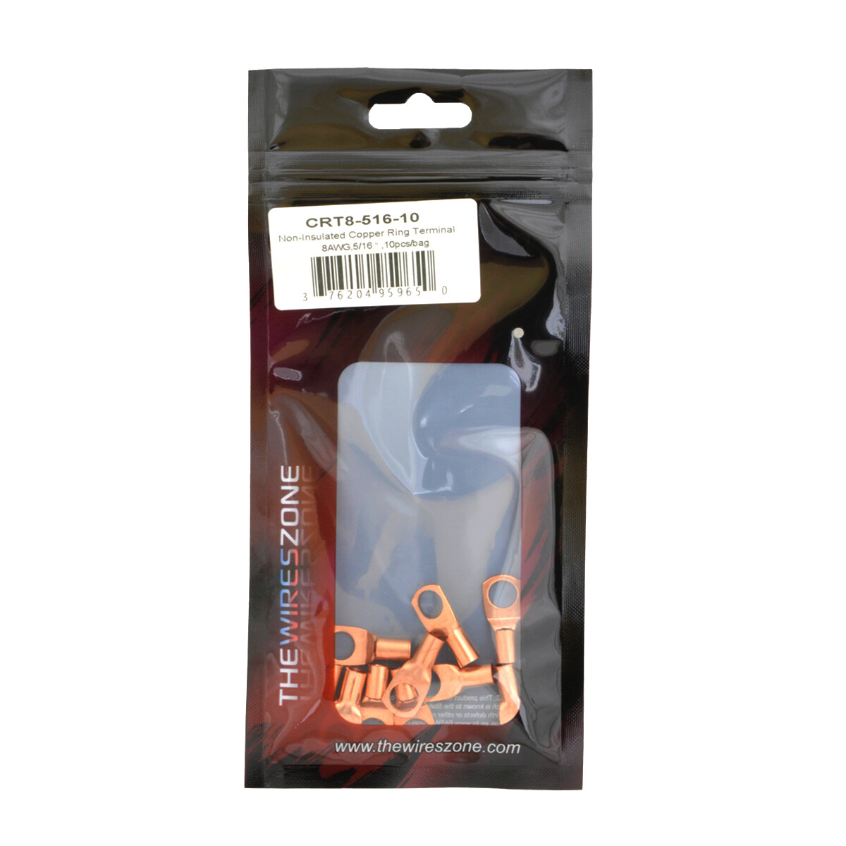 8 AWG Pure Copper Lugs Ring Terminals Connectors 5/16″ Inch Ring Size 10 Pack