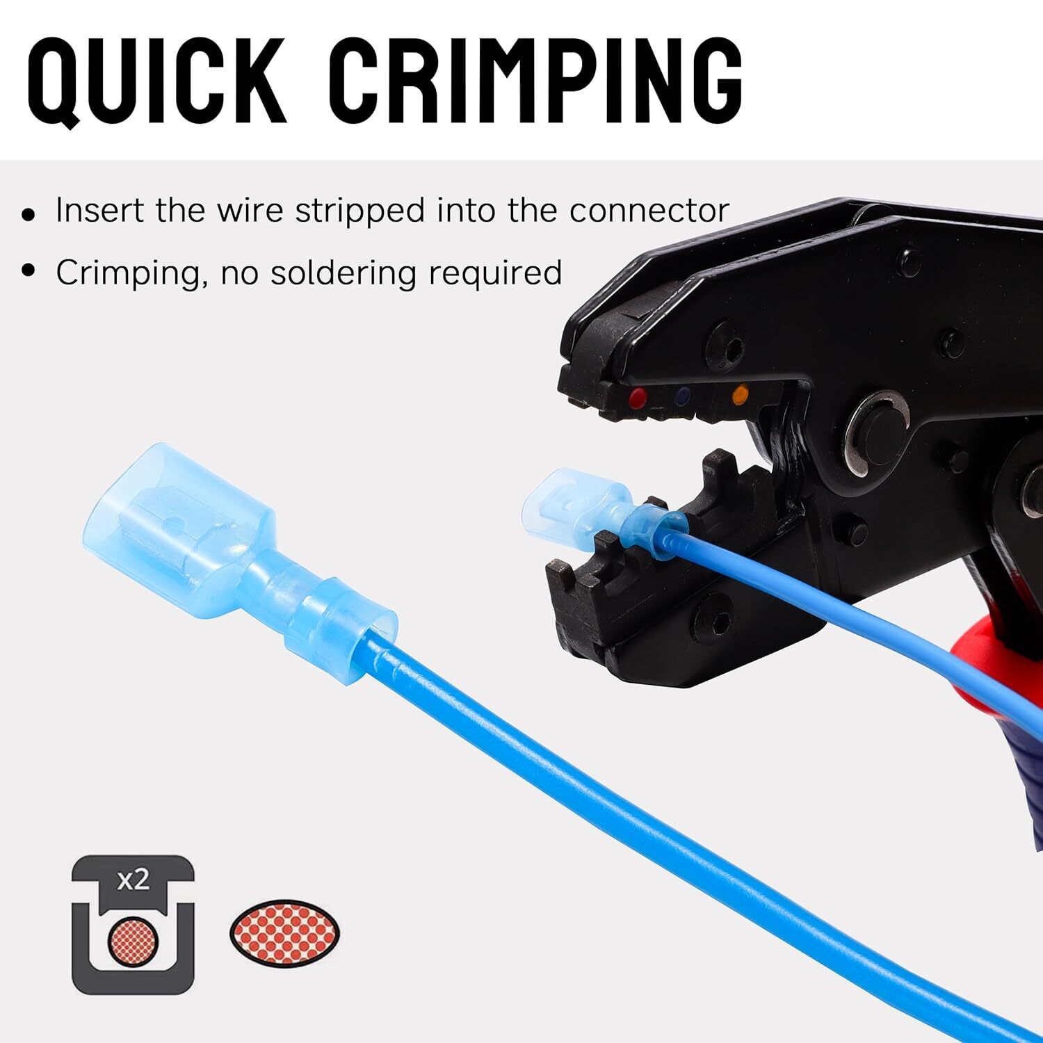 Male Spade Terminals Crimp Connectors Insulated 16-14 AWG Blue 50/100/150PCS