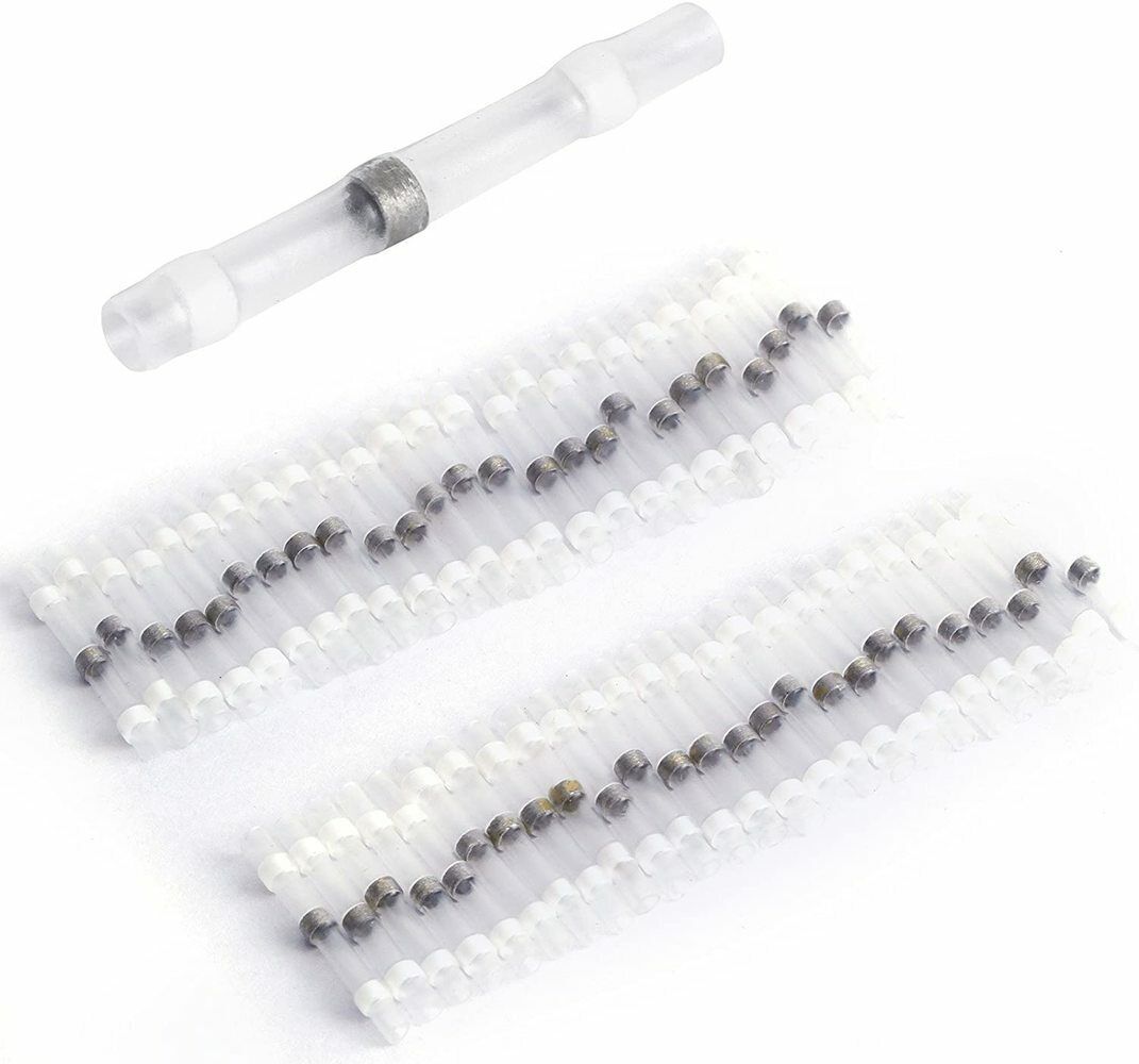 50Pcs 24-26AWG Solder Seal Sleeve Heat Shrink Butt Wire Connectors Terminals