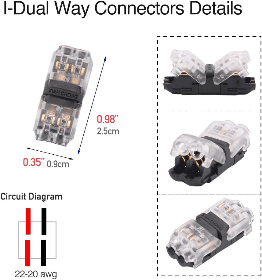 Low Voltage Wire Connectors, Quick Solderless Wire Splice Connector, 2 Way Small