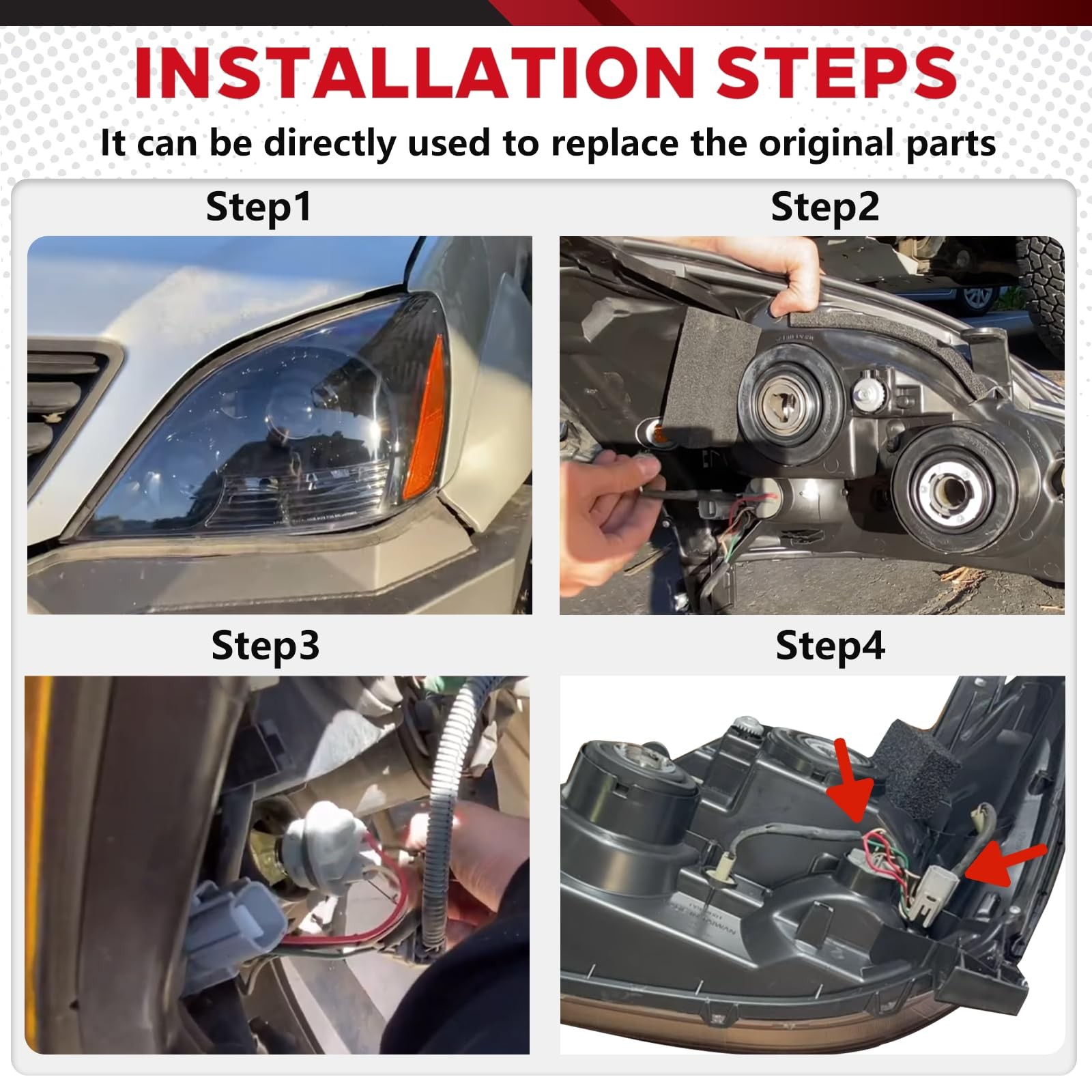 Headlight Lamp Wire Harness, Turn Signal Light Socket Compatible with Lexus