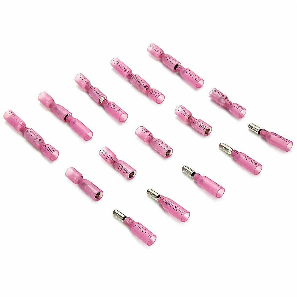 100Pcs 22-16 AWG Heat Shrink Wire Connectors Male Female Bullet Crimp Terminals
