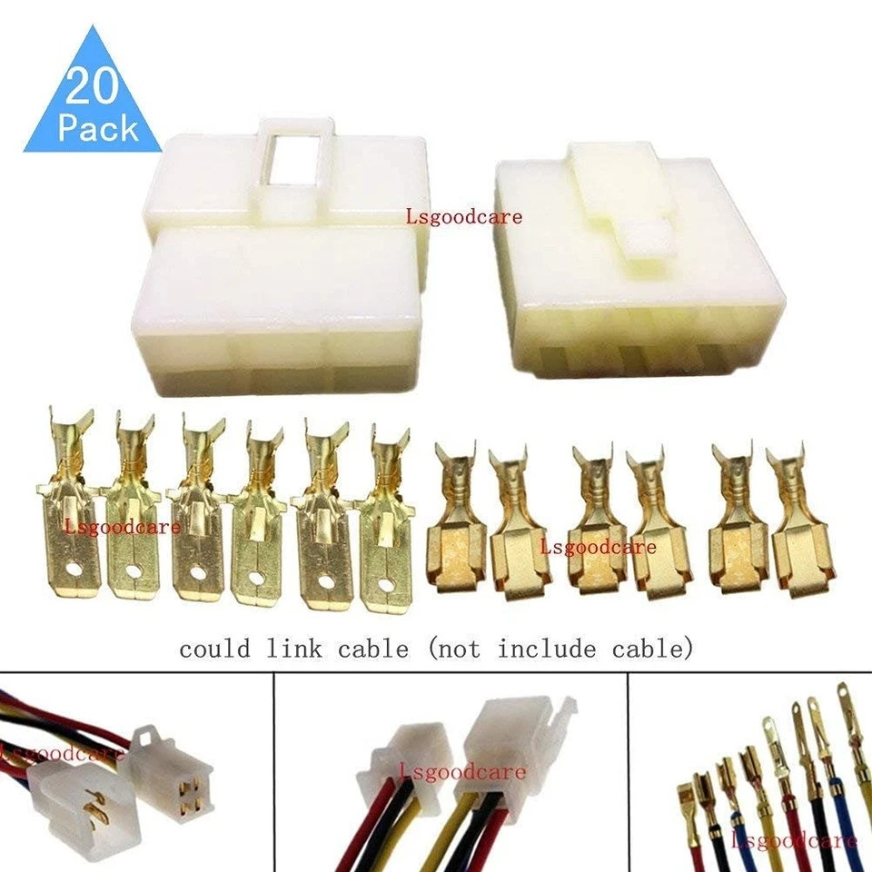 20Sets 6.3MM 6 Pin Way Electrical Automotive Wire Connector Kits Male Female …