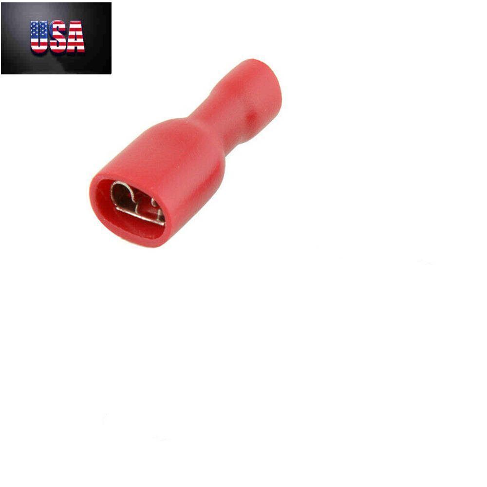 50/100PCS Fully Female Spade Terminals Crimp Connectors 22-10AWG RED BLUE YELLOW