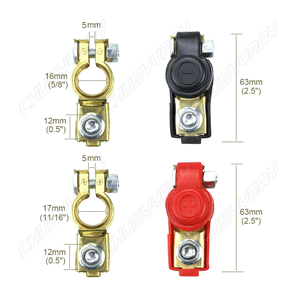 NEW Car Battery Terminal Connectors Clamp 2x Wire Lugs Cable Ends Copper Eyelet