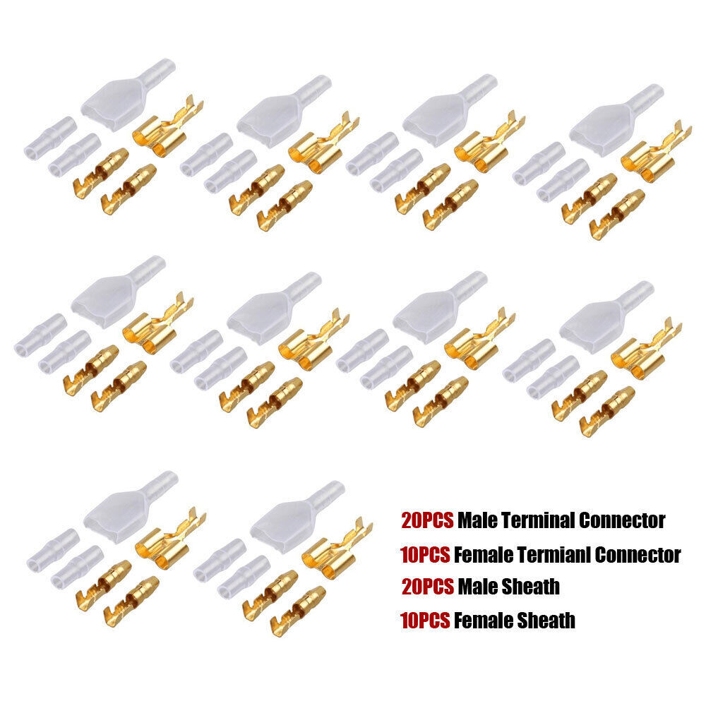 10Set 1 Female 2 Male 4.0 Bullet Crimp Terminal Car Electrical Wire Connector.