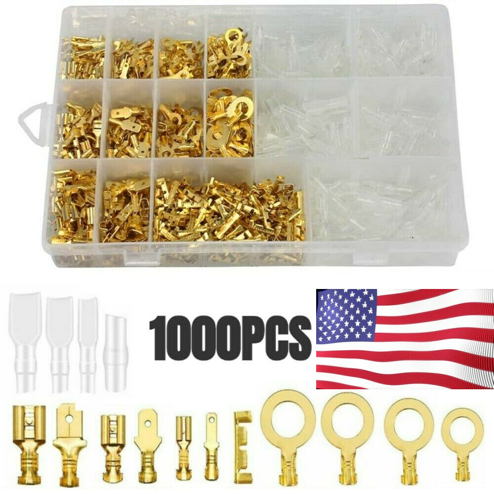 1000Pcs Assortment Spade Male Female Terminals Electrical Wire Crimp Connectors