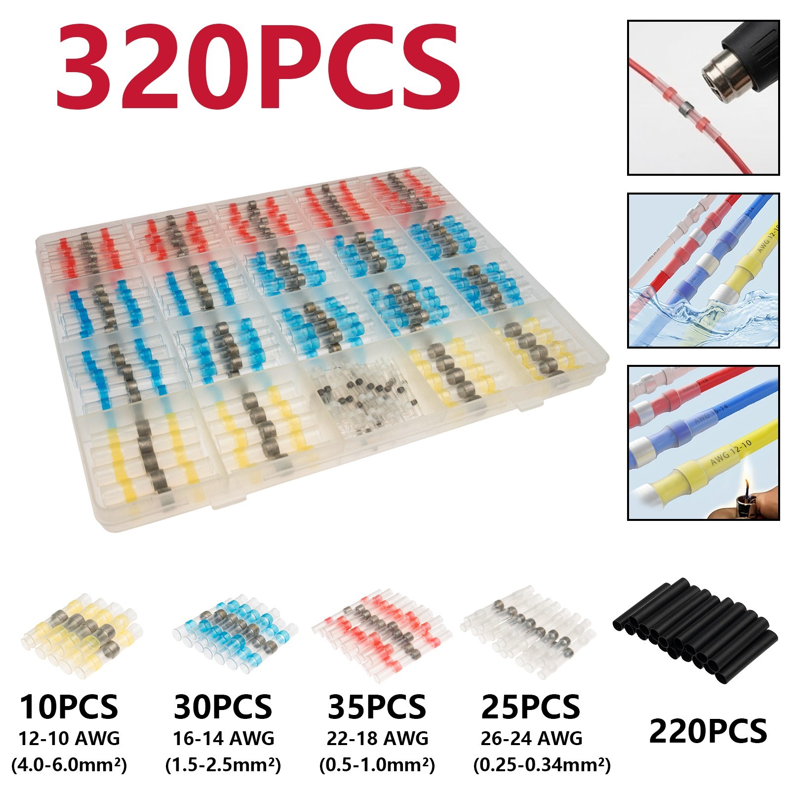 320PCS Solderstick Solder Stick Solder Seal Wire Connectors Heat Shrink Butt …