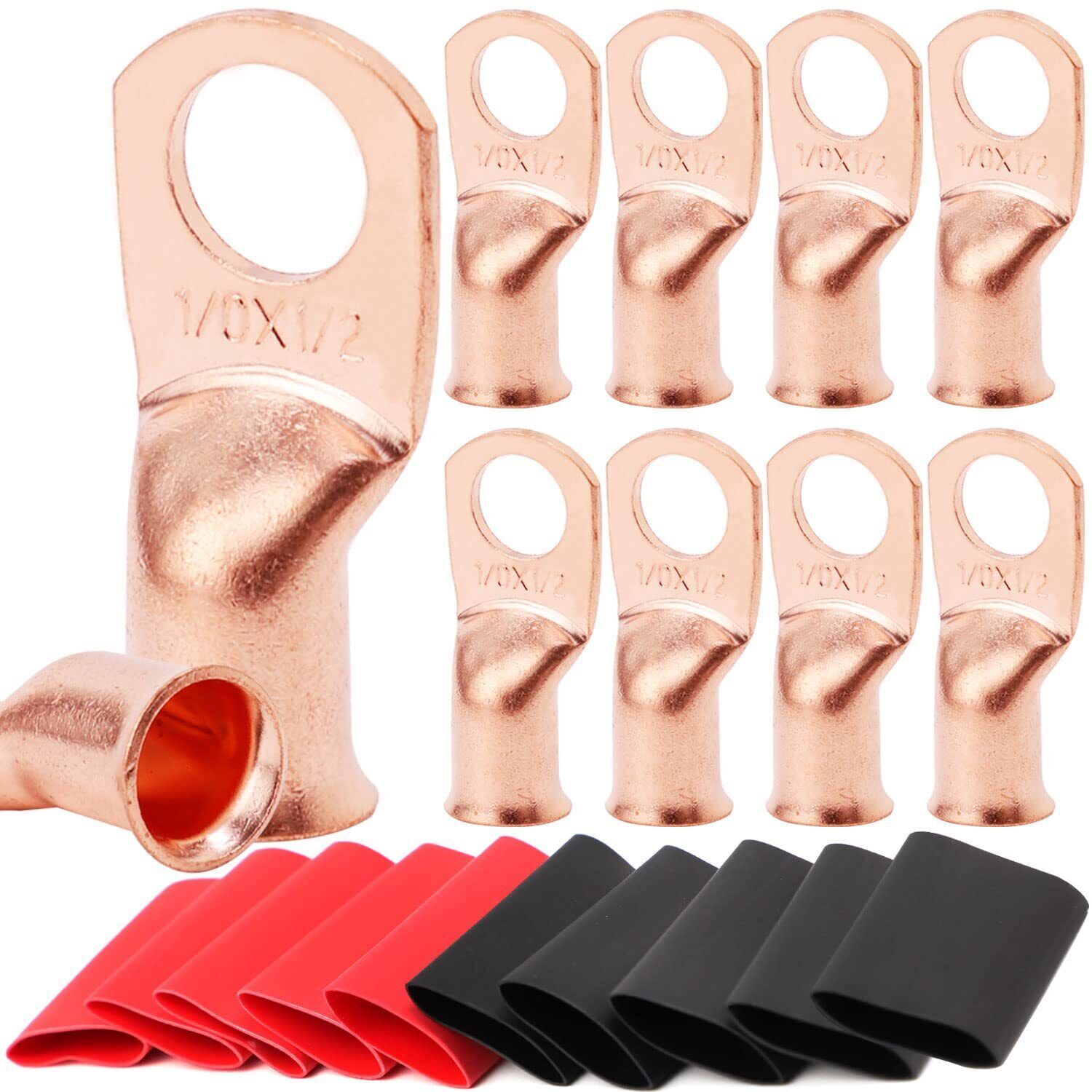 30/10PCS Bare Copper Cable Wire Lugs Ring Terminals Battery Wire Welding Cable