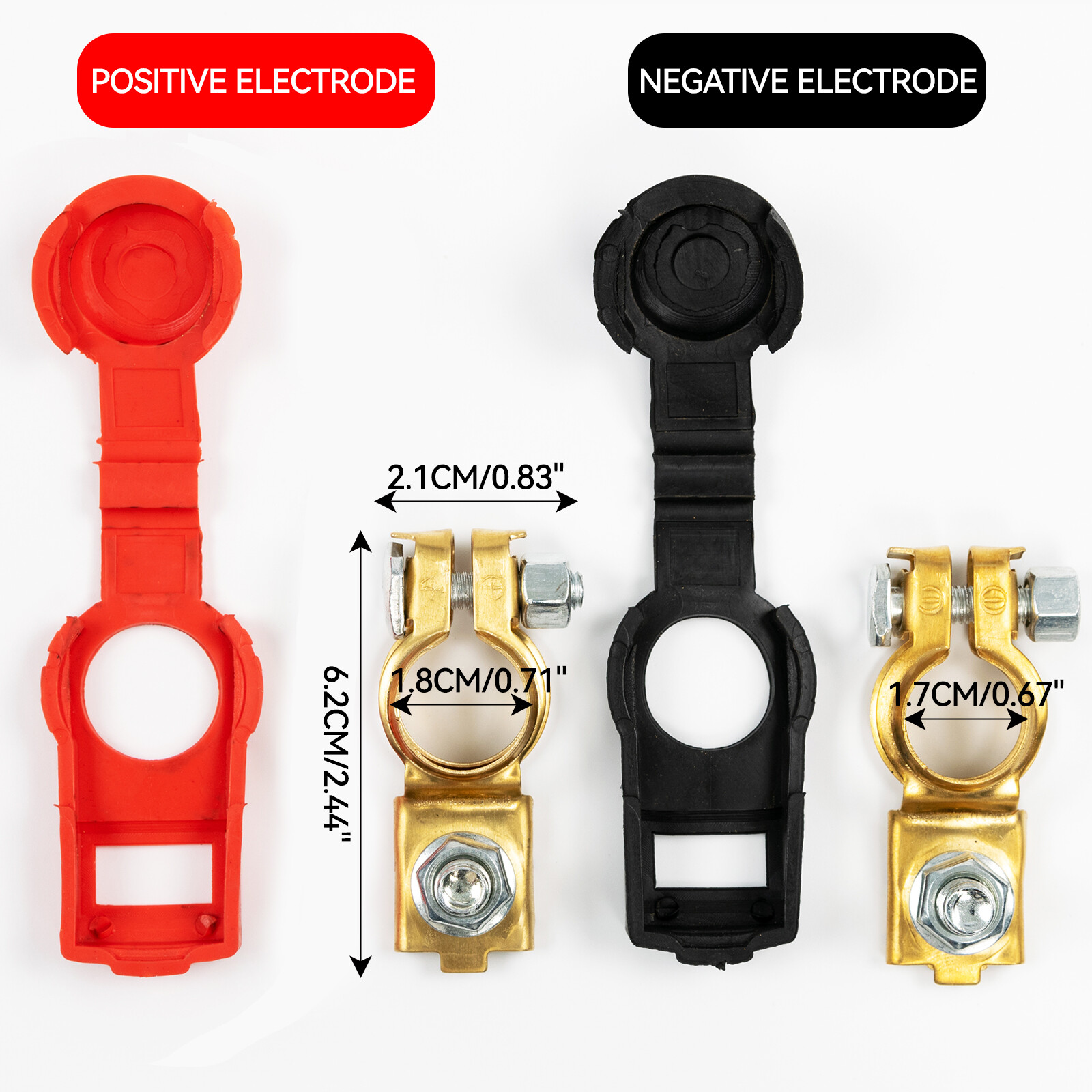 Pair Car Battery Terminal Connector Positive-Negative Post Heavy Duty Clamp Clip