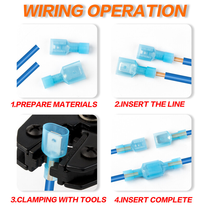 200/100Pcs Insulated Female Spade Connectors 16-14AWG Heat Shrink Wire Terminals