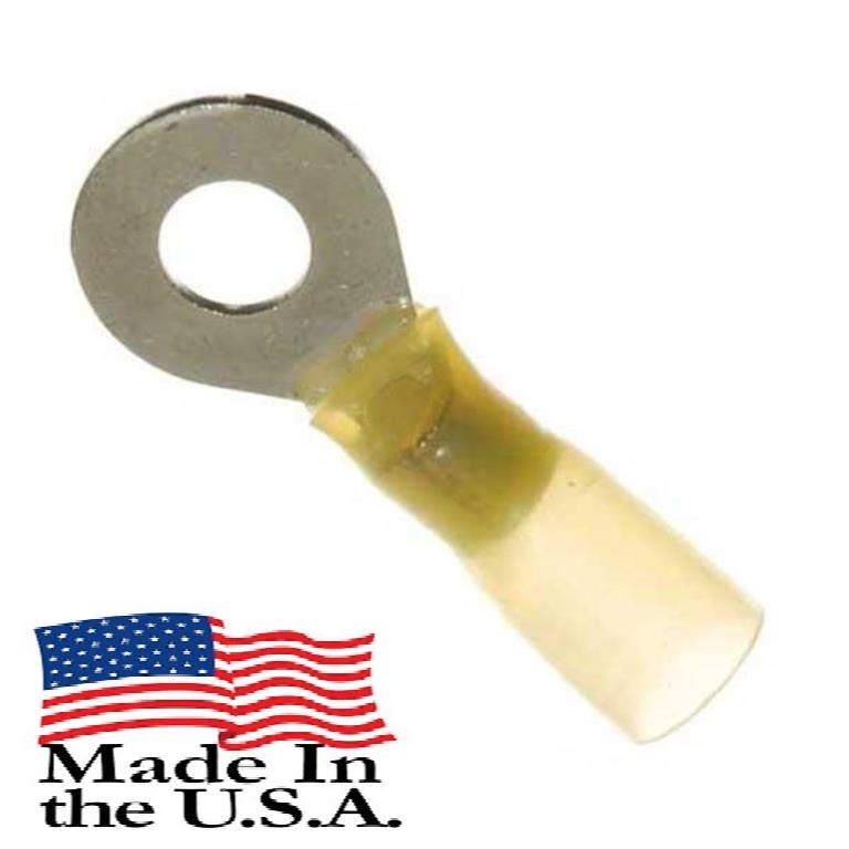12-10 AWG 3M HEAT SHRINK RING TERMINAL 1/4″ STUD SIZE ELECTRICAL Qty-25