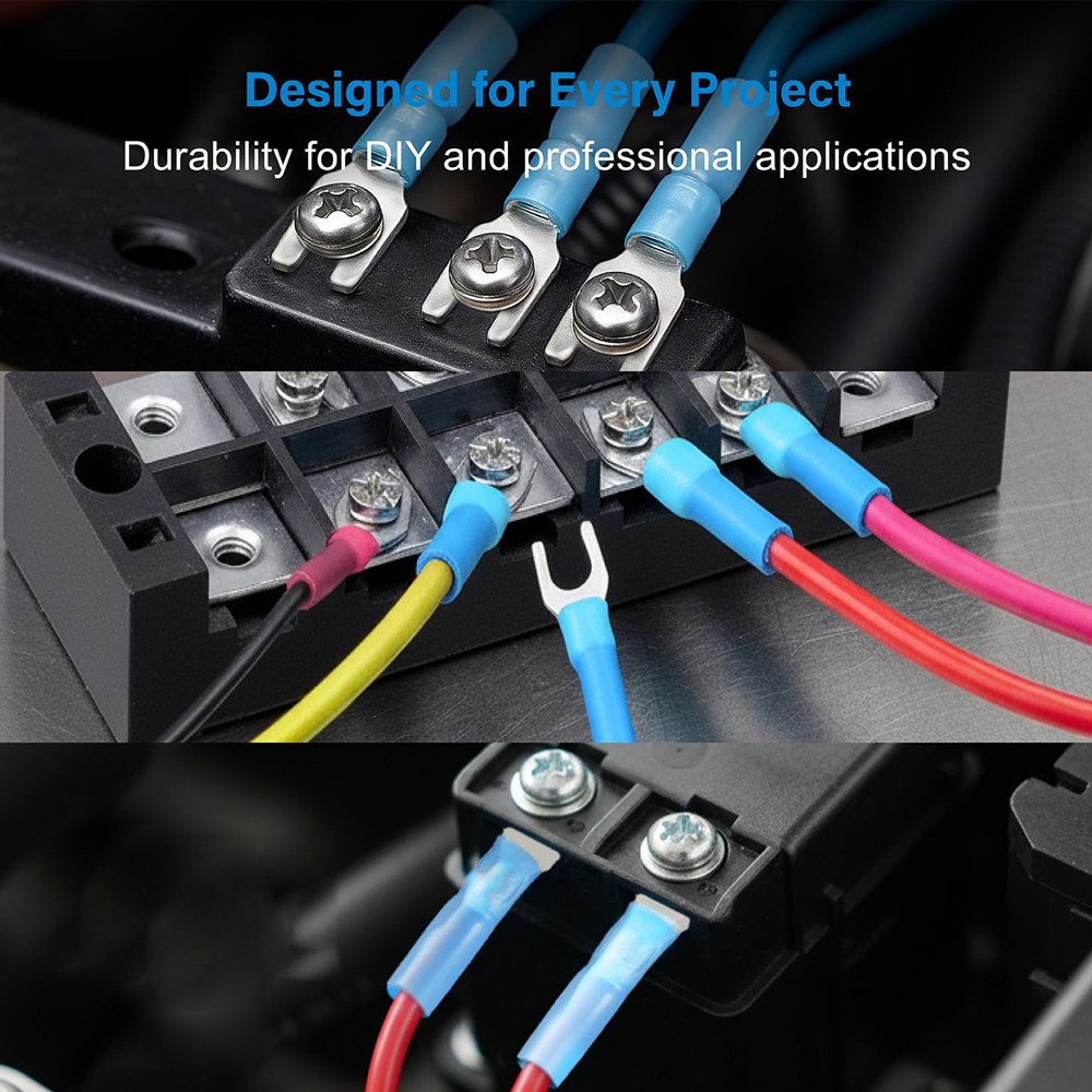 50/100PCS Heat Shrink Fork Spade Terminal Connector 22-10 Gauge #8 Stud Crimp US