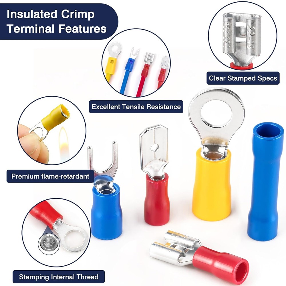 300PCS Assorted Insulated Electrical Wire Cable Terminal Crimp Connector Set