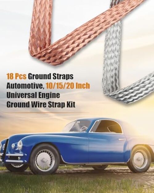 Universal Automotive Engine Ground Strap Kit 10″/ 15″/ 20″ Fit for Most Cars,