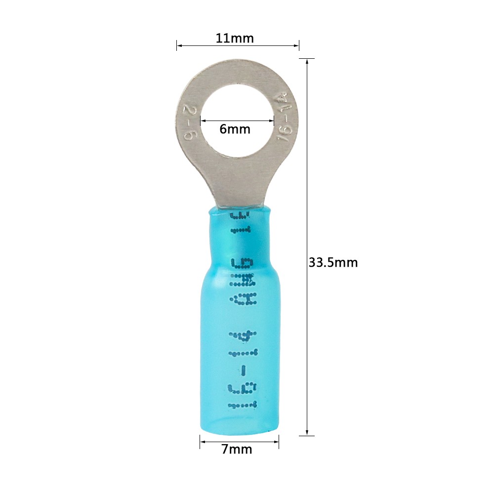 Blue 16-14 AWG Heat Shrink Ring Terminals Marine Wire Connectors 1/4″ Stud