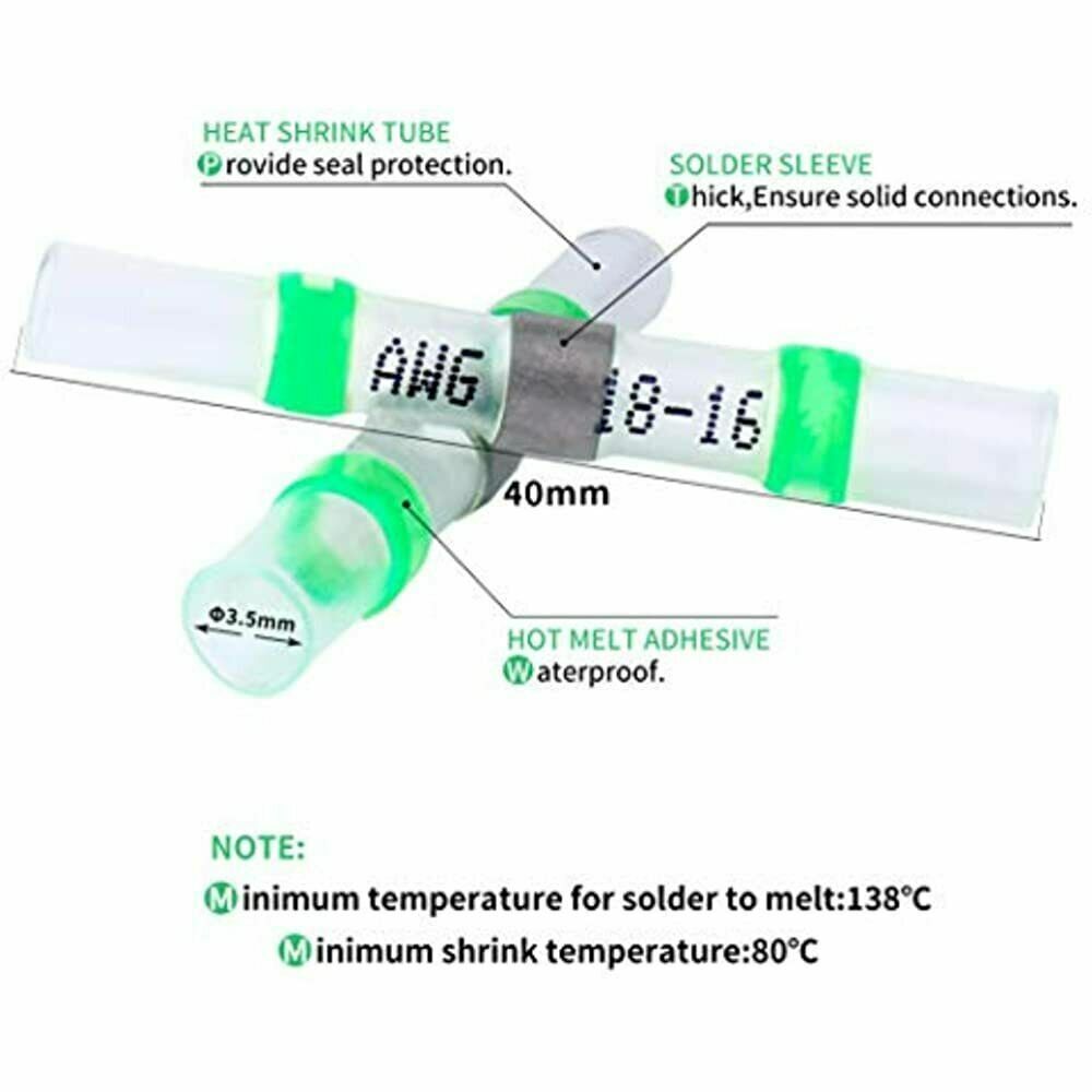 340pcs Waterproof Solder Seal Sleeve Heat Shrink Butt Wire Connectors Terminals