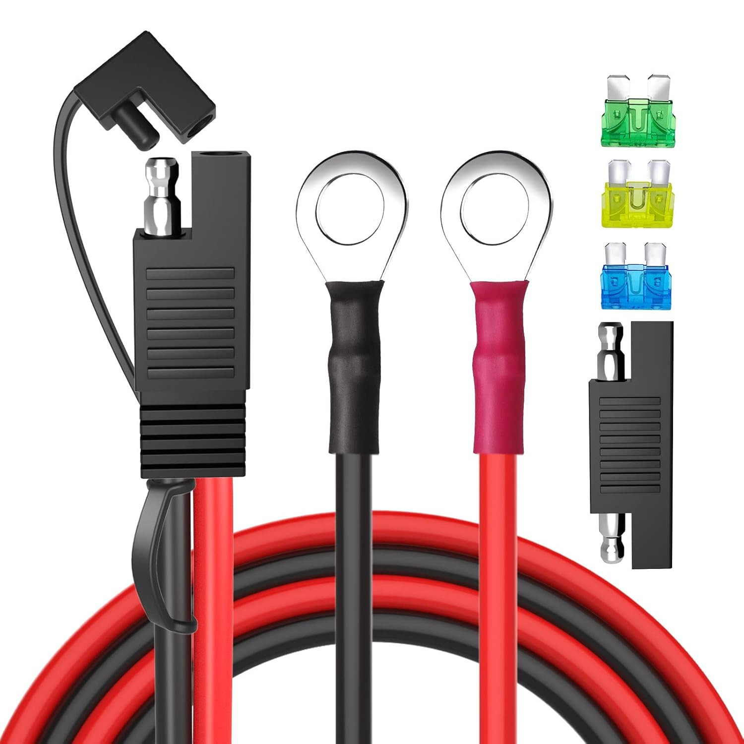 SAE Battery Connector, SAE to O Ring Terminal Harness 10AWG 2Pin Quick Disconnec