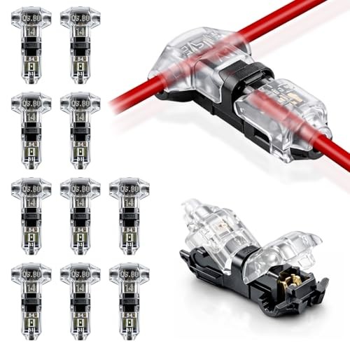 10 Pack T Tap Wire Splice Connectors for 16-20 AWG, 3 Way 1 Pin Low Voltage