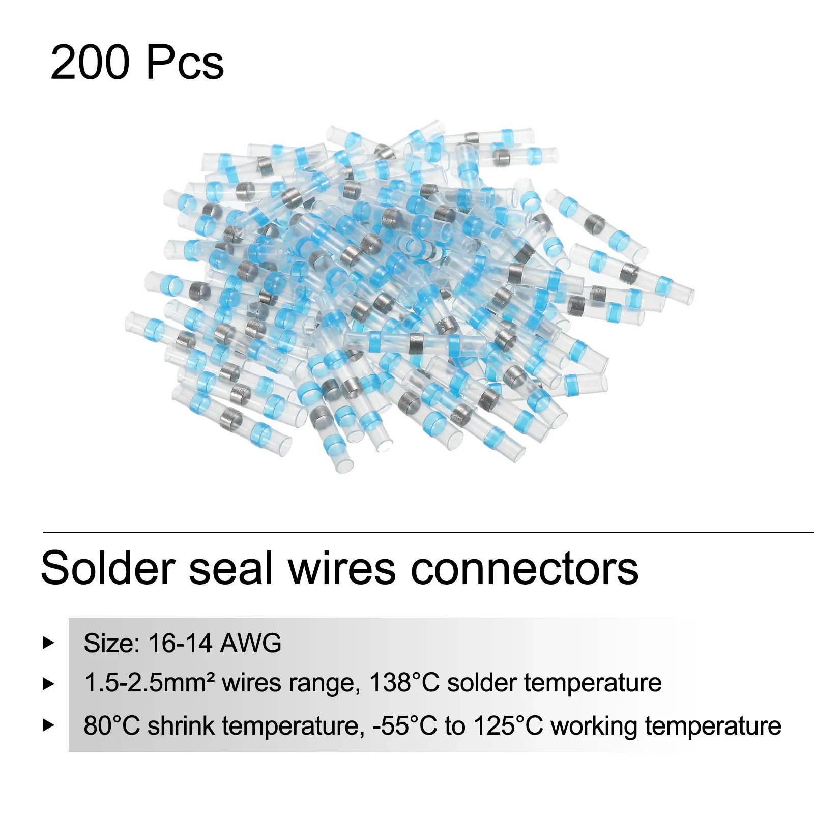100X BLUE HEAT SHRINK BUTT CONNECTORS WIRE 14-16 GAUGE WATERPROOF WIRING