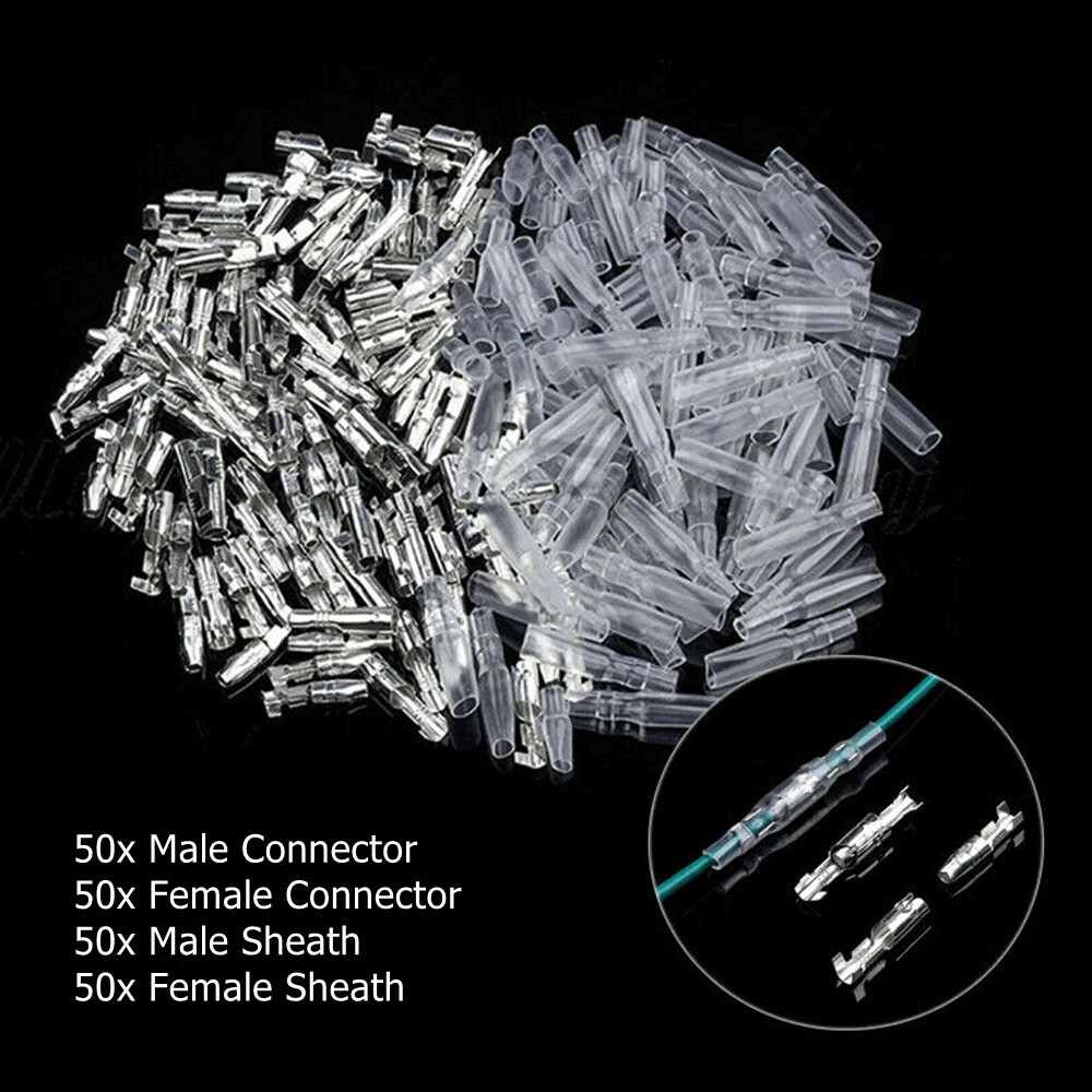 50 Pairs 4.0mm Bullet Terminal Car Electrical Wire Female Male Connector Kit