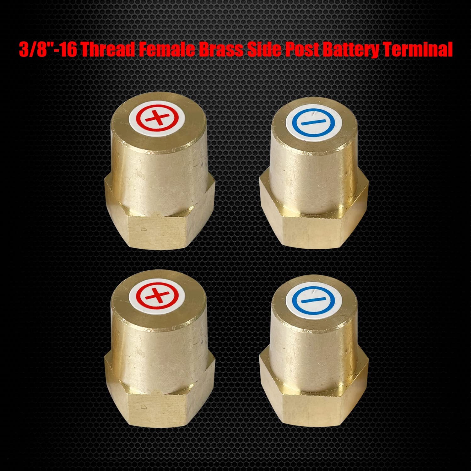 Ampper 3/8″-16 Thread Female Brass Battery 2 Pairs, 3/8″