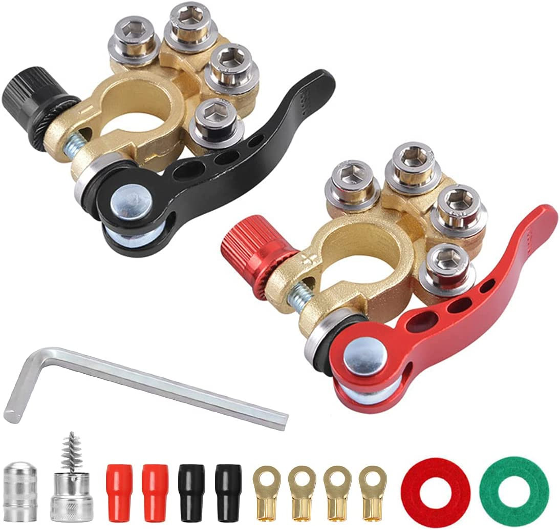 Car Battery Terminal Connectors, 2 Pcs 4 Way Quick Release Disconnect Car…