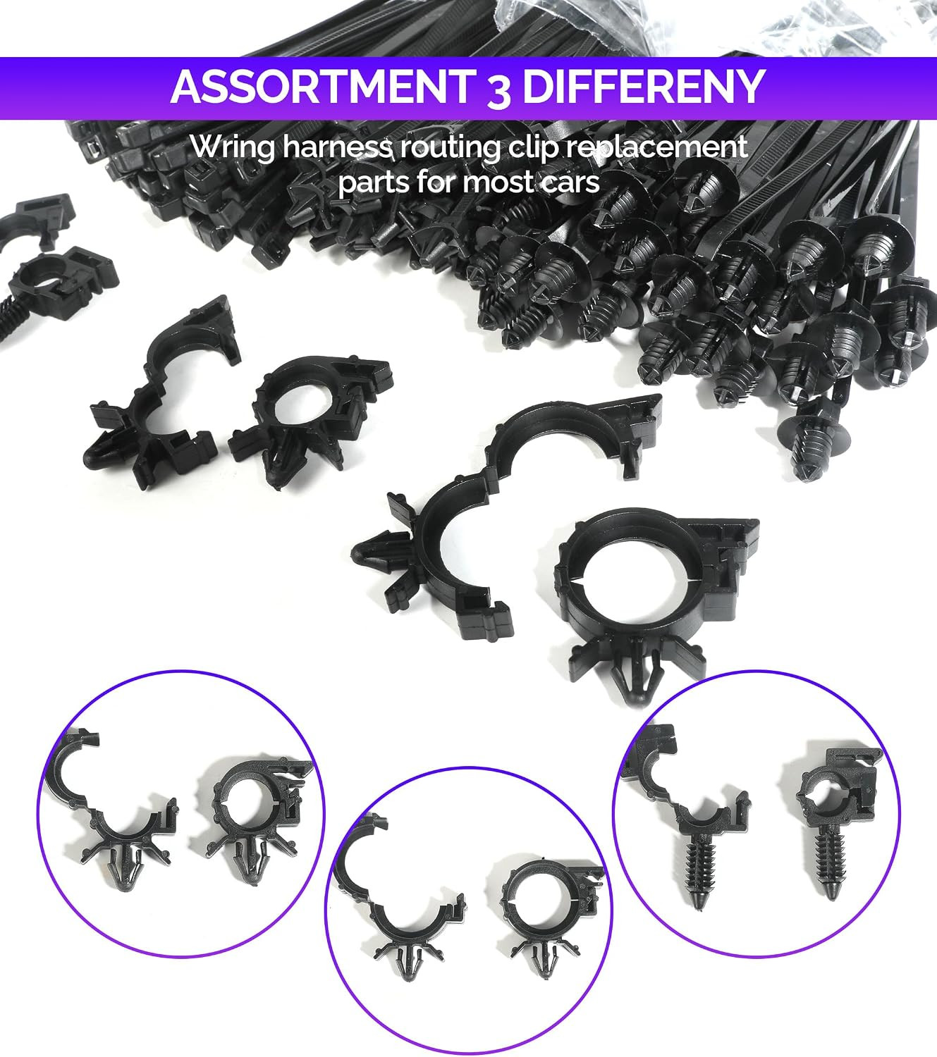 150pcs Automotive Wiring,Car Accessories Universal Push Mount Cable Zip Tie Engi