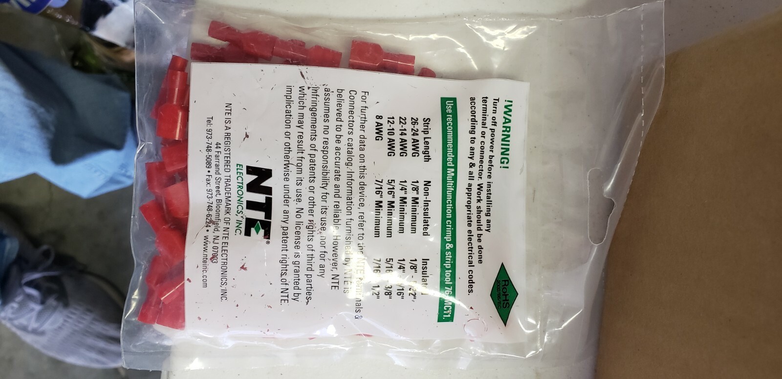 NTE Electronics 76-NFIFD22C FeMale Disconnect Nylon Fully Insulated 22-18awg 100
