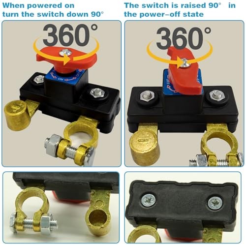 2PCS Car Battery Power Cut-Off Switch Breaker, Stable Transmission Multicolored
