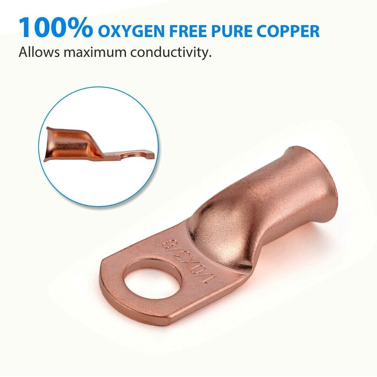 1/0 AWG Gauge Copper Cable Lugs BLACK & RED Heat Shrink Ring Terminals/Tool
