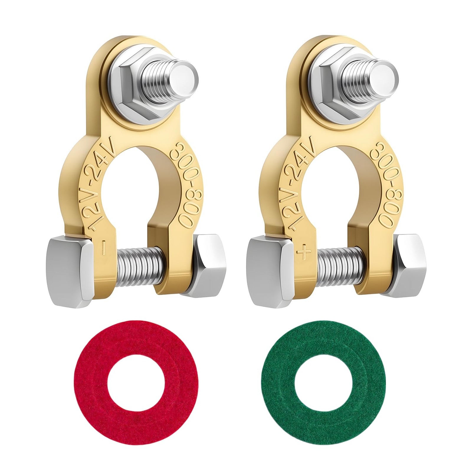2 Pcs M8 x 21mm Bolt Top Post Battery Terminal Connectors Clamp Set Heavy Duty