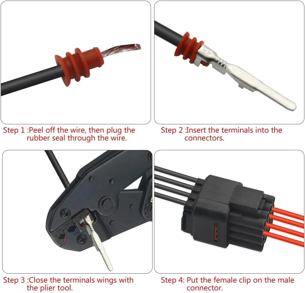 5 Kits 16 Pin Way Waterproof Electrical Connector Plug for Car Automotive