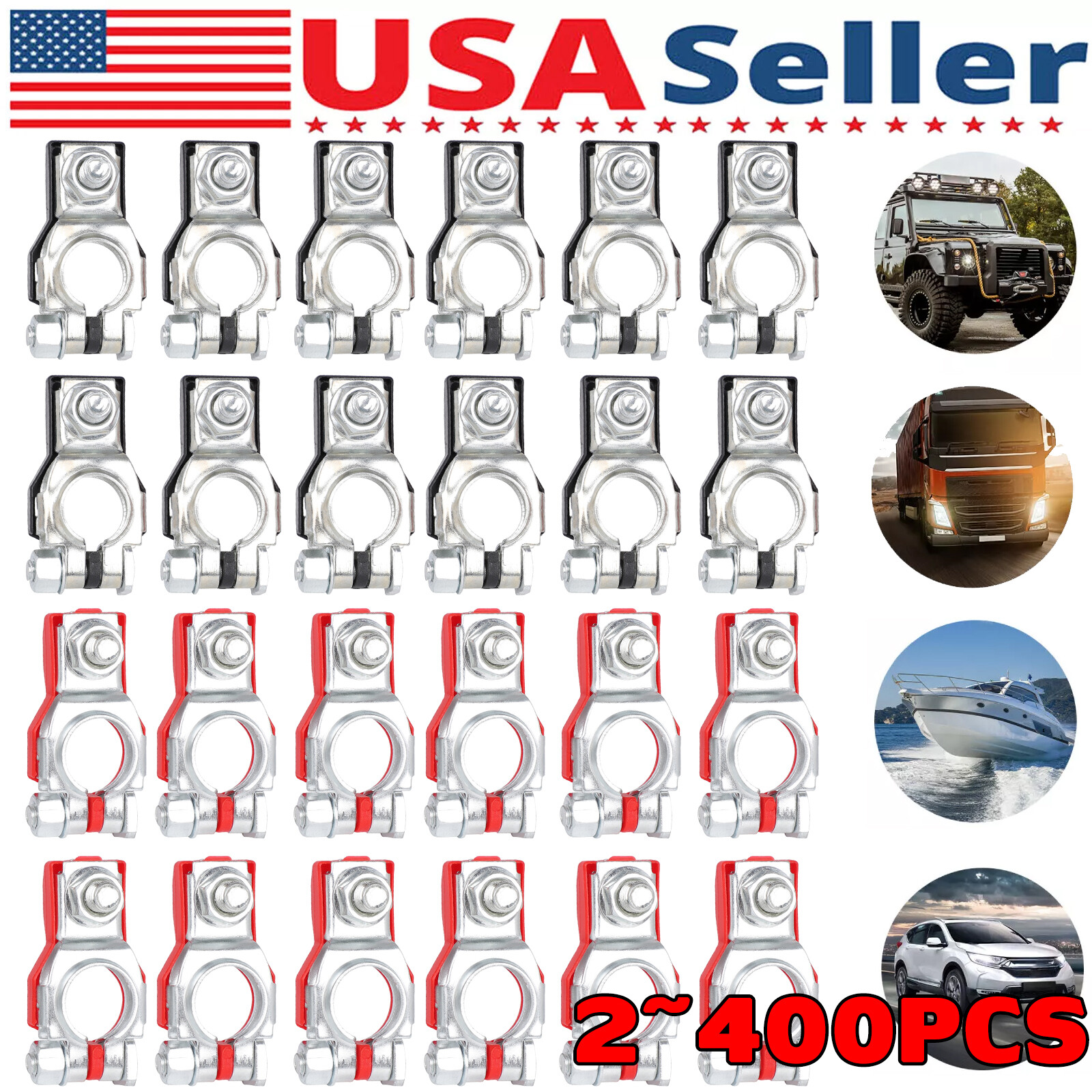 LOT Battery Terminal Connector Top Post Positive Negative Heavy Duty Universal