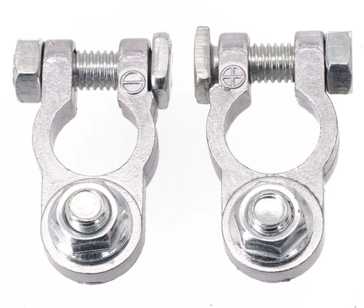 1 Pair Car Battery Terminal Clamp Zinc Alloy Positive Negative Connectors – NEW