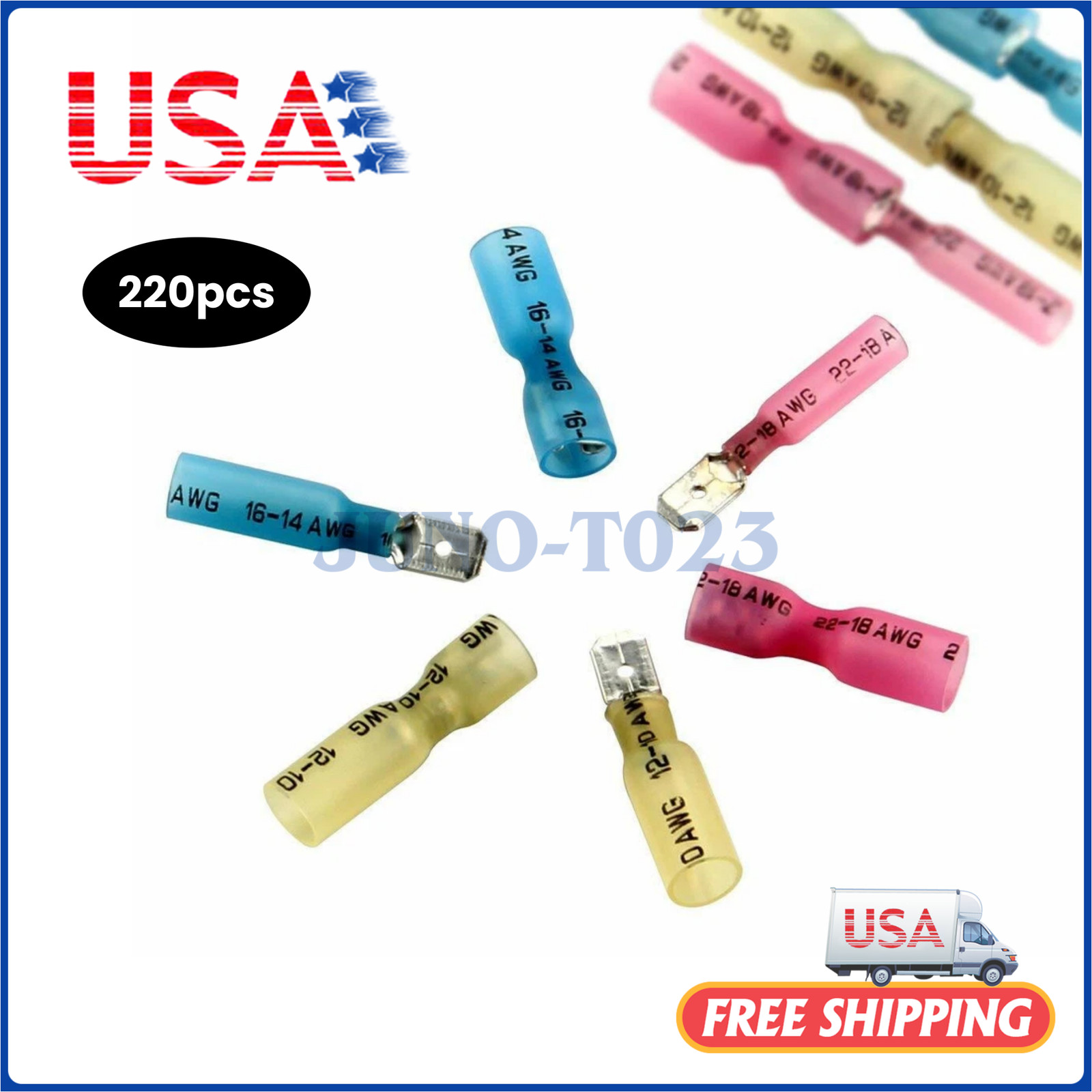 220pcs Heat Shrink Butt Wire Connectors Waterproof Crimp Splice Terminal Kit