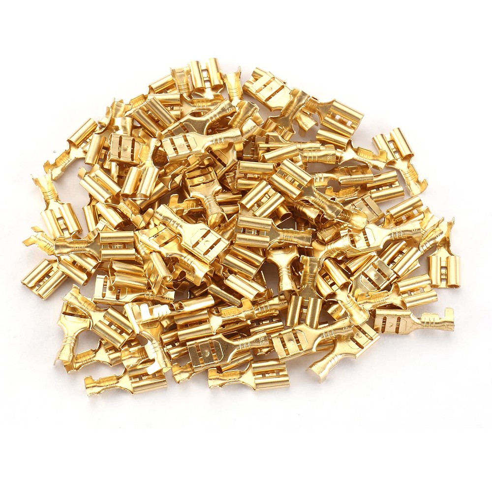 50/100pcs 1/4″ Female Spade Terminal Connectors Crimp Electrical Wire 6.3mm