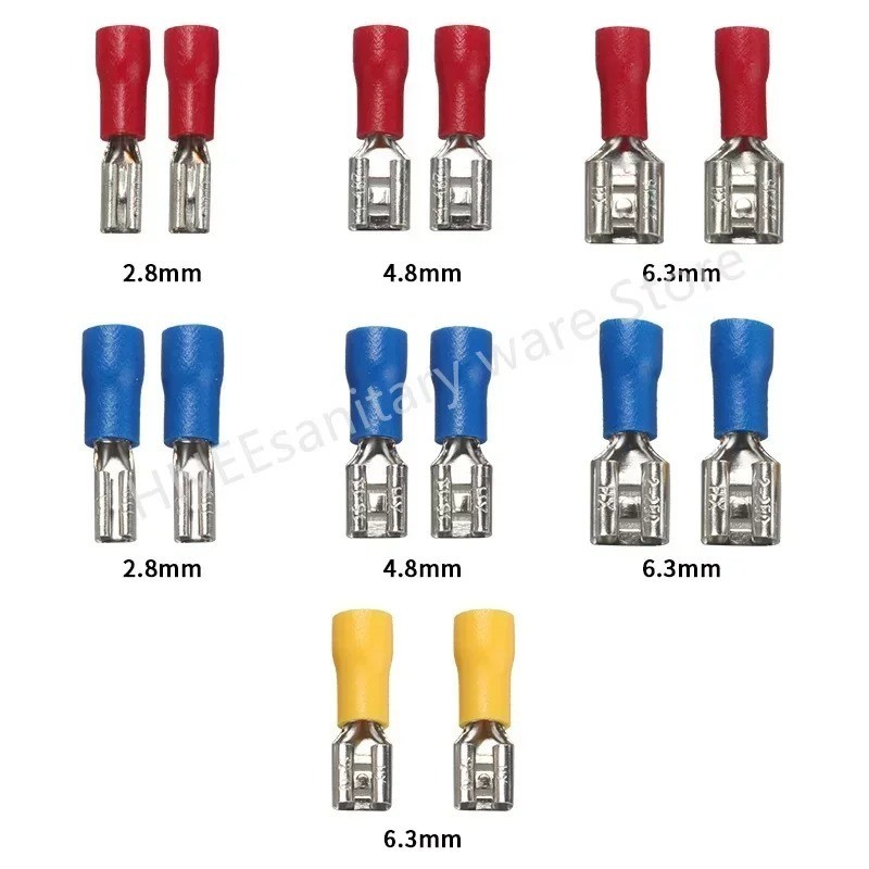 50Pcs Female Quick Disconnect Spade Terminals , Insulated Crimp Connectors