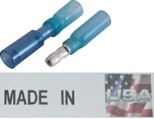 (50) BLUE 16-14 GA. 3M HEAT SHRINK BULLET CONNECTOR .157 (M/F) Made in USA