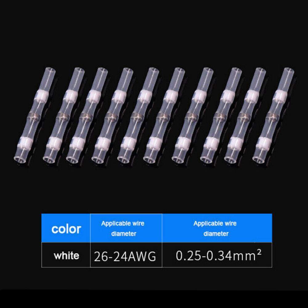 50Pcs 24-26AWG Solder Seal Sleeve Heat Shrink Butt Wire Connectors Terminals